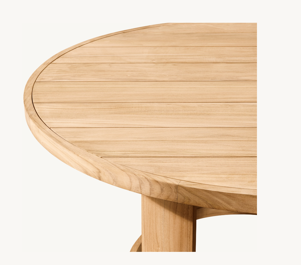 Vesper Dining Table - Round Natural Teak Top View